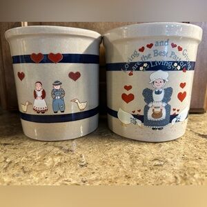 Pair of Vintage Ransbottom Crocks country geese grandma core ❤️🪿